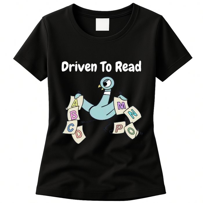 Driven To Read Pigeon Library Reading Books Reader Womens T-Shirt