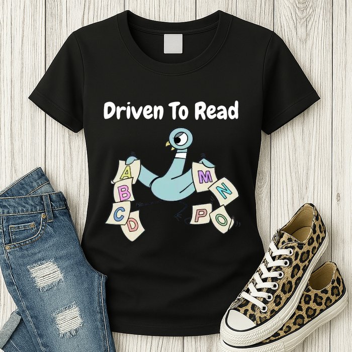 Driven To Read Pigeon Library Reading Books Reader Womens T-Shirt