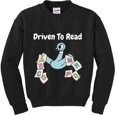 Driven To Read Pigeon Library Reading Books Reader Kids Sweatshirt