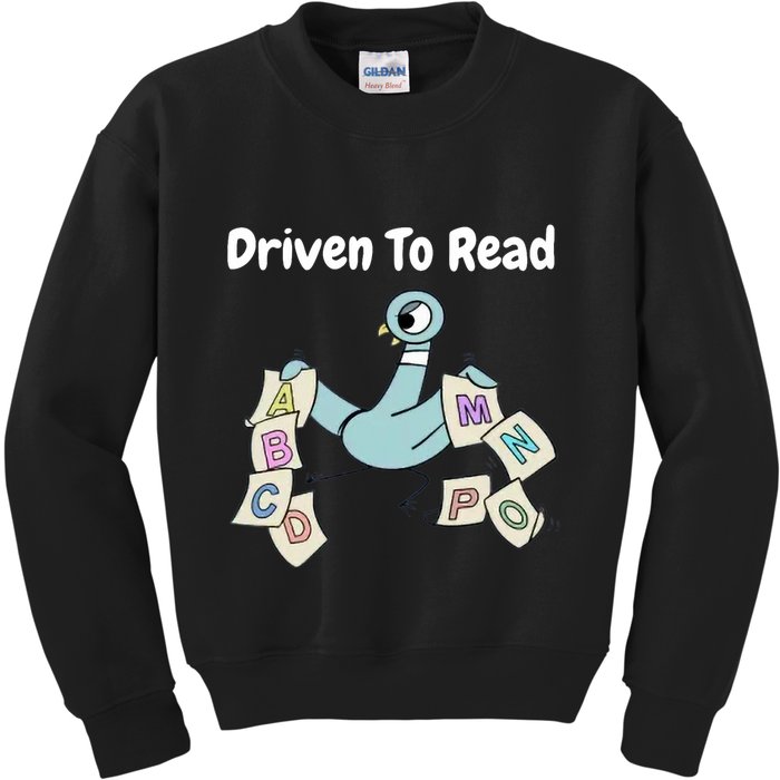 Driven To Read Pigeon Library Reading Books Reader Kids Sweatshirt