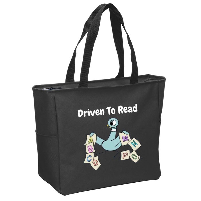Driven To Read Pigeon Library Reading Books Reader Zip Tote Bag
