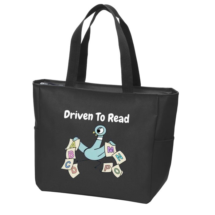 Driven To Read Pigeon Library Reading Books Reader Zip Tote Bag