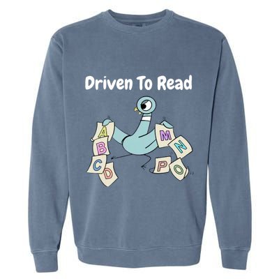 Driven To Read Pigeon Library Reading Books Reader Garment-Dyed Sweatshirt