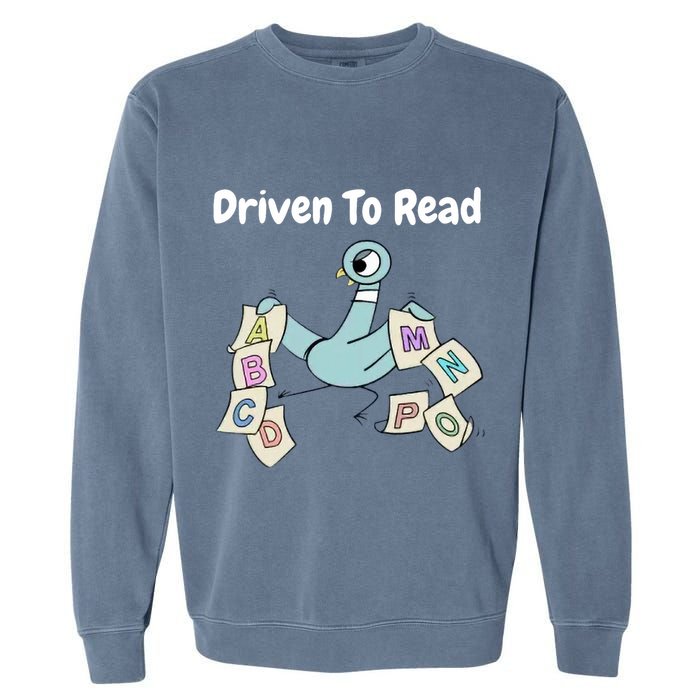 Driven To Read Pigeon Library Reading Books Reader Garment-Dyed Sweatshirt