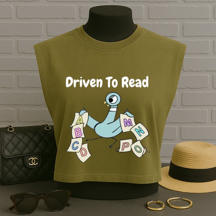 Driven To Read Pigeon Library Reading Books Reader Garment-Dyed Women's Muscle Tee