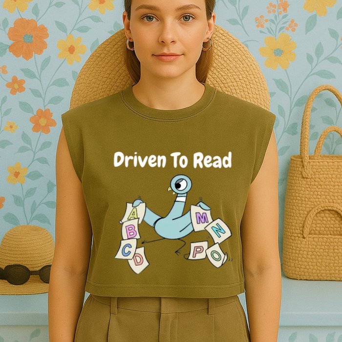 Driven To Read Pigeon Library Reading Books Reader Garment-Dyed Women's Muscle Tee