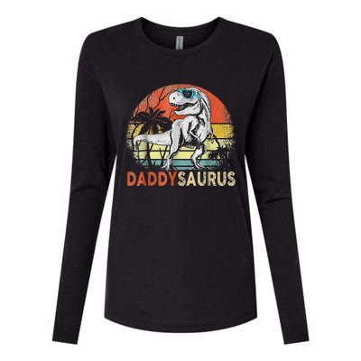 Daddysaurus T Rex Dinosaur Daddy Saurus Family Matching Womens Cotton Relaxed Long Sleeve T-Shirt