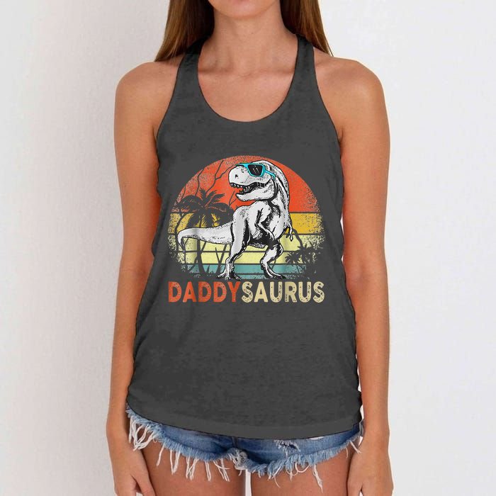 Daddysaurus T Rex Dinosaur Daddy Saurus Family Matching Women's Knotted Racerback Tank