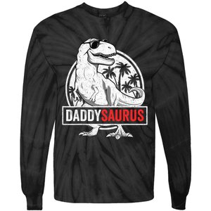 Daddysaurus T Rex Dinosaur Daddy Saurus Family Matching Tie-Dye Long Sleeve Shirt