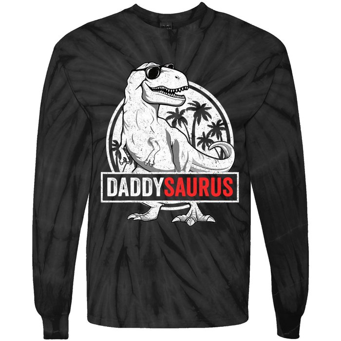 Daddysaurus T Rex Dinosaur Daddy Saurus Family Matching Tie-Dye Long Sleeve Shirt