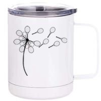 Dandelion Tennis Racket 12 oz Stainless Steel Tumbler Cup