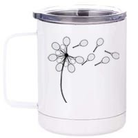 Dandelion Tennis Racket 12 oz Stainless Steel Tumbler Cup