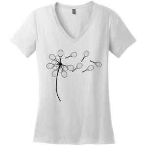 Dandelion Tennis Racket Women's V-Neck T-Shirt