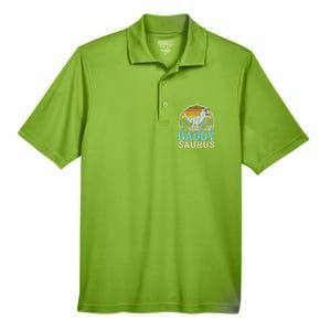 Daddysaurus T Rex Dinosaur Saurus Family Matching Gift Men's Origin Performance Pique Polo