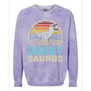 Daddysaurus T Rex Dinosaur Saurus Family Matching Gift Colorblast Crewneck Sweatshirt