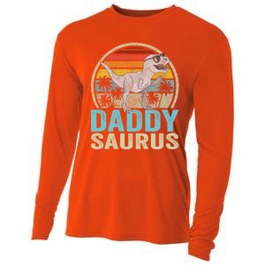 Daddysaurus T Rex Dinosaur Saurus Family Matching Gift Cooling Performance Long Sleeve Crew