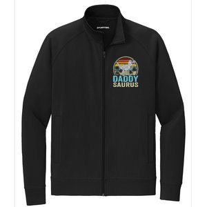 Daddysaurus T Rex Dinosaur Saurus Family Matching Gift Stretch Full-Zip Cadet Jacket