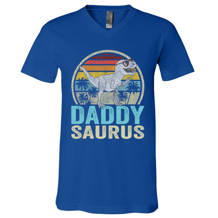 Daddysaurus T Rex Dinosaur Saurus Family Matching Gift V-Neck T-Shirt