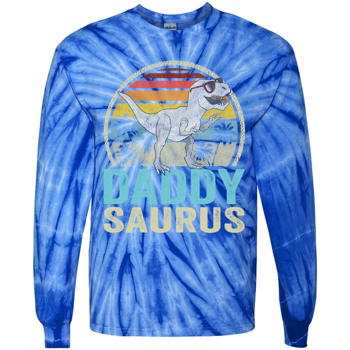 Daddysaurus T Rex Dinosaur Saurus Family Matching Gift Tie-Dye Long Sleeve Shirt