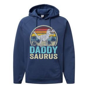 Daddysaurus T Rex Dinosaur Saurus Family Matching Gift Performance Fleece Hoodie