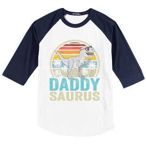 Daddysaurus T Rex Dinosaur Saurus Family Matching Gift Baseball Sleeve Shirt