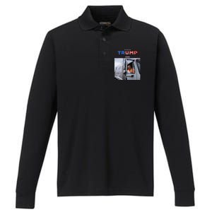 Donald Trump Rides In Garbage Truck Garbage Trump Performance Long Sleeve Polo