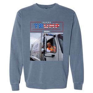 Donald Trump Rides In Garbage Truck Garbage Trump Garment-Dyed Sweatshirt