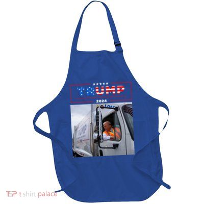 Donald Trump Rides In Garbage Truck Garbage Trump Full-Length Apron With Pockets