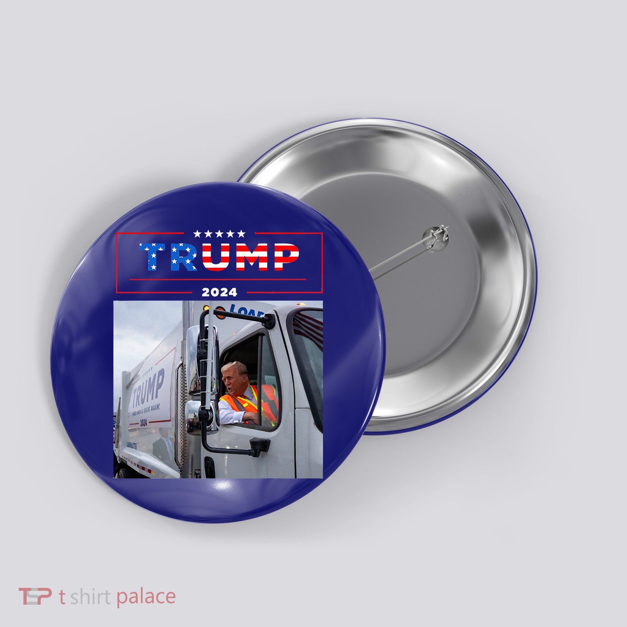 Donald Trump Rides In Garbage Truck Garbage Trump Button