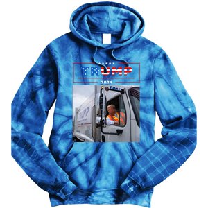 Donald Trump Rides In Garbage Truck Garbage Trump Tie Dye Hoodie