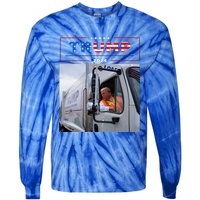 Donald Trump Rides In Garbage Truck Garbage Trump Tie-Dye Long Sleeve Shirt