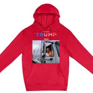 Donald Trump Rides In Garbage Truck Garbage Trump Premium Pullover Hoodie