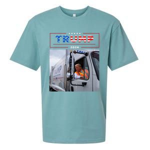 Donald Trump Rides In Garbage Truck Garbage Trump Sueded Cloud Jersey T-Shirt