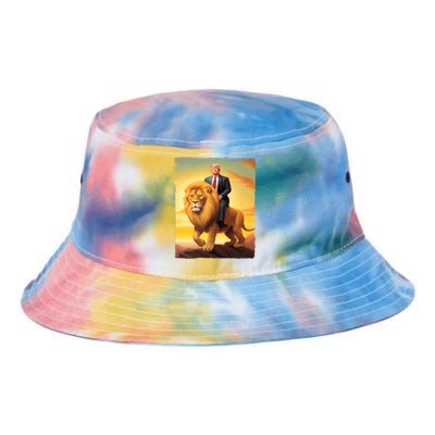 Donald Trump Riding A Lion Trump Art Fun Funny Trump Funny Gift Cute Gift Tie Dye Newport Bucket Hat