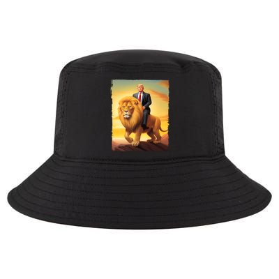 Donald Trump Riding A Lion Trump Art Fun Funny Trump Funny Gift Cute Gift Cool Comfort Performance Bucket Hat