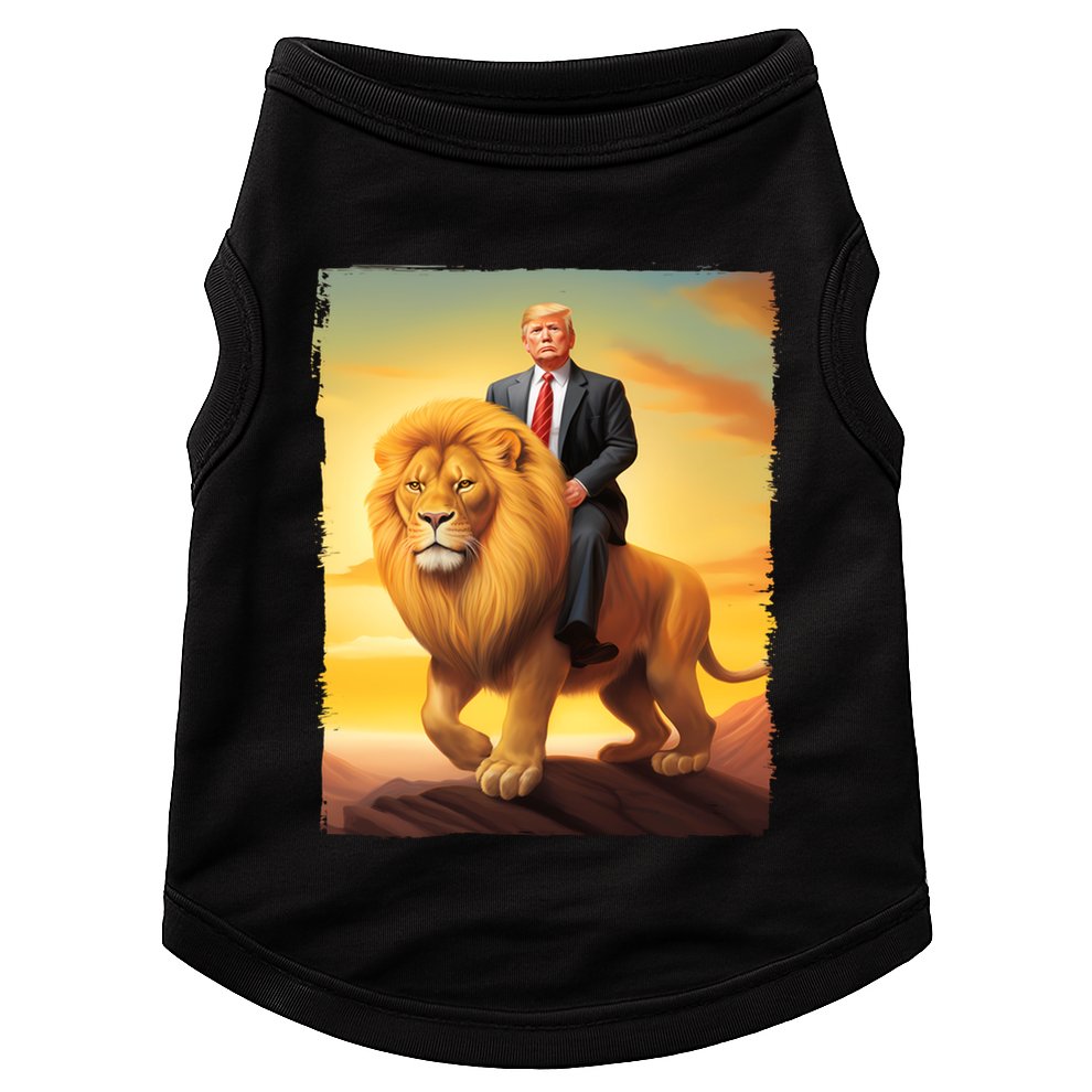 Donald Trump Riding A Lion Trump Art Fun Funny Trump Funny Gift Cute Gift Doggie Tank