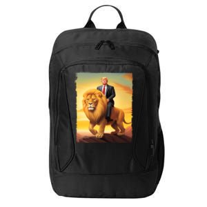 Donald Trump Riding A Lion Trump Art Fun Funny Trump Funny Gift Cute Gift City Backpack