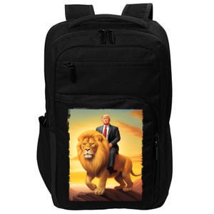 Donald Trump Riding A Lion Trump Art Fun Funny Trump Funny Gift Cute Gift Impact Tech Backpack