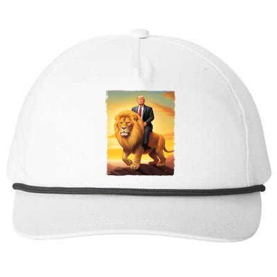 Donald Trump Riding A Lion Trump Art Fun Funny Trump Funny Gift Cute Gift Snapback Five-Panel Rope Hat