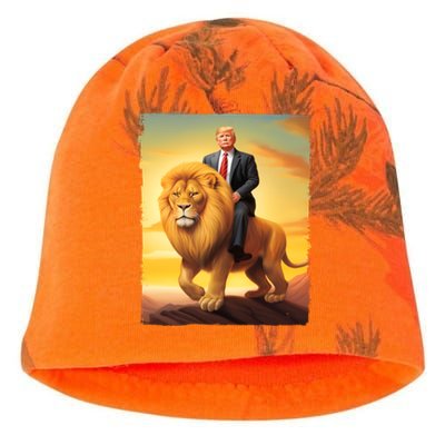 Donald Trump Riding A Lion Trump Art Fun Funny Trump Funny Gift Cute Gift Kati - Camo Knit Beanie