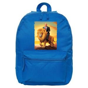 Donald Trump Riding A Lion Trump Art Fun Funny Trump Funny Gift Cute Gift 16 in Basic Backpack