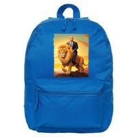 Donald Trump Riding A Lion Trump Art Fun Funny Trump Funny Gift Cute Gift 16 in Basic Backpack