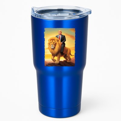 Donald Trump Riding A Lion Trump Art Fun Funny Trump Funny Gift Cute Gift Tumbler