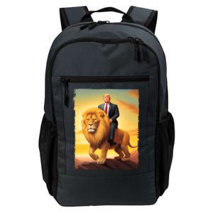 Donald Trump Riding A Lion Trump Art Fun Funny Trump Funny Gift Cute Gift Daily Commute Backpack