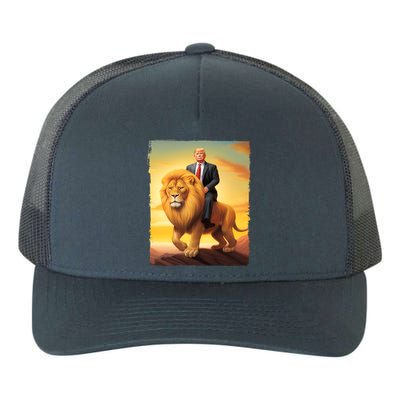 Donald Trump Riding A Lion Trump Art Fun Funny Trump Funny Gift Cute Gift Yupoong Adult 5-Panel Trucker Hat