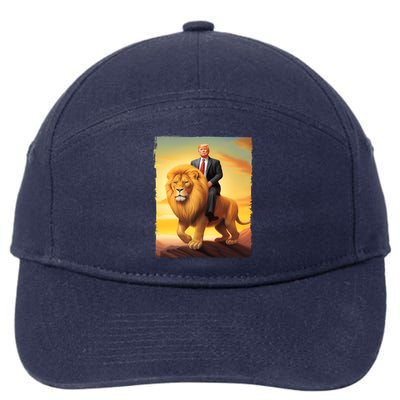 Donald Trump Riding A Lion Trump Art Fun Funny Trump Funny Gift Cute Gift 7-Panel Snapback Hat