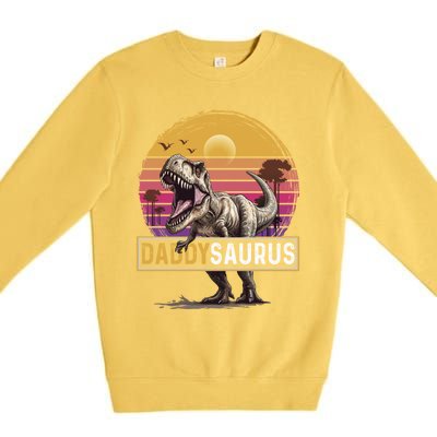 Daddysaurus T Rex Dinosaur Dad Saurus Family Matching Gift Premium Crewneck Sweatshirt