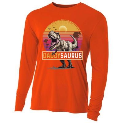 Daddysaurus T Rex Dinosaur Dad Saurus Family Matching Gift Cooling Performance Long Sleeve Crew