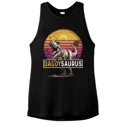 Daddysaurus T Rex Dinosaur Dad Saurus Family Matching Gift Ladies PosiCharge Tri-Blend Wicking Tank