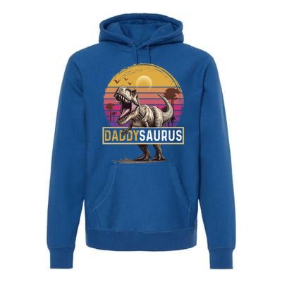 Daddysaurus T Rex Dinosaur Dad Saurus Family Matching Gift Premium Hoodie